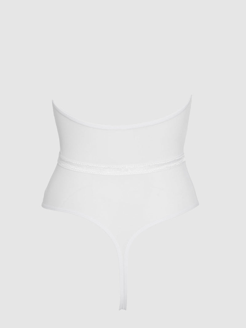 The Saffron Floral Lace Teddy by Frederick's of Hollywood, featuring elegant lace and a flattering silhouette, provides a stunning foundation for your lingerie look, beautifully photographed against a plain light gray background.