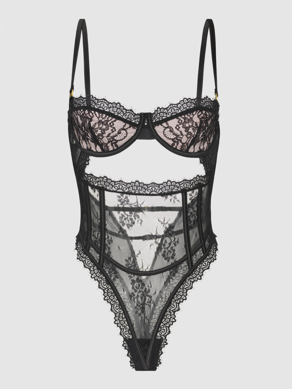 Rosalind Satin &amp; Lace Underwire Teddy - Fredericks of Hollywood