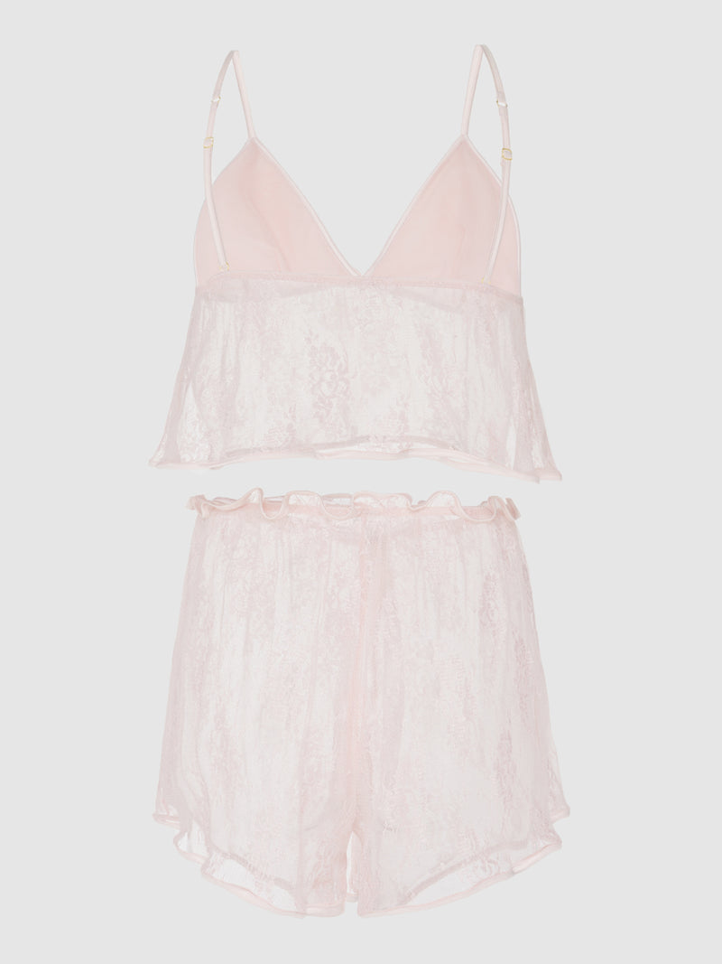 Rosalind Lace & Satin Trimmed Sleep Cami & Shortie - Fredericks of Hollywood