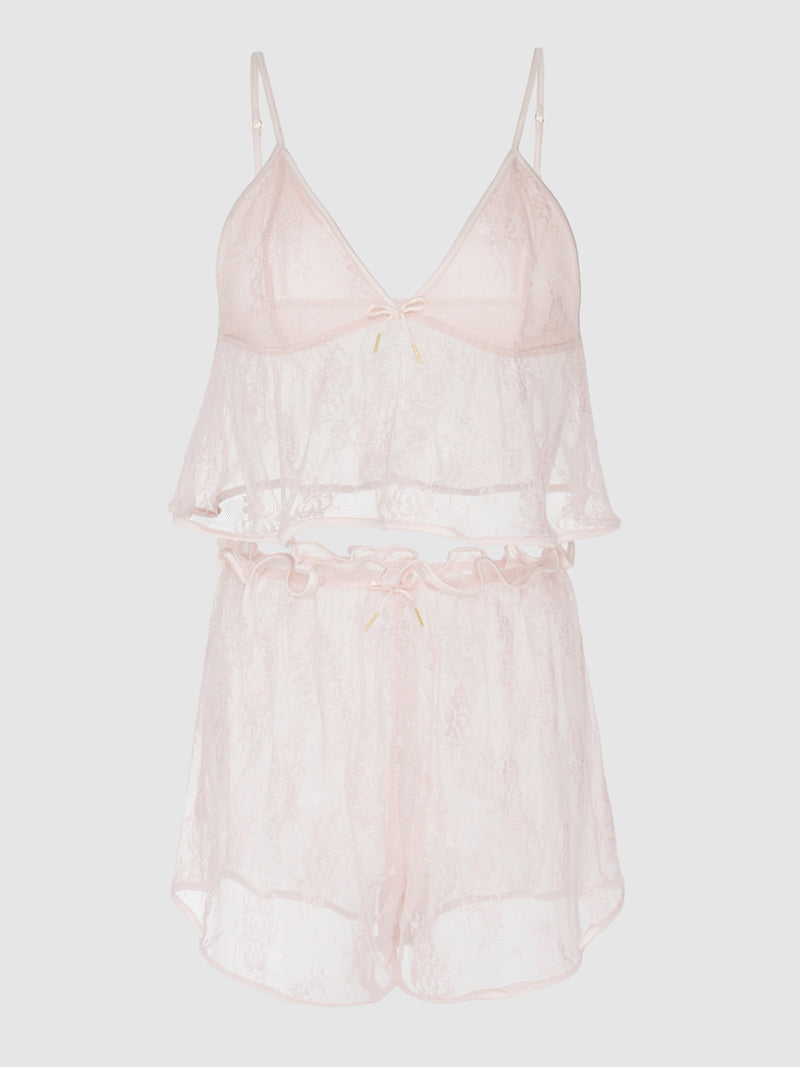 Rosalind Lace & Satin Trimmed Sleep Cami & Shortie - Fredericks of Hollywood