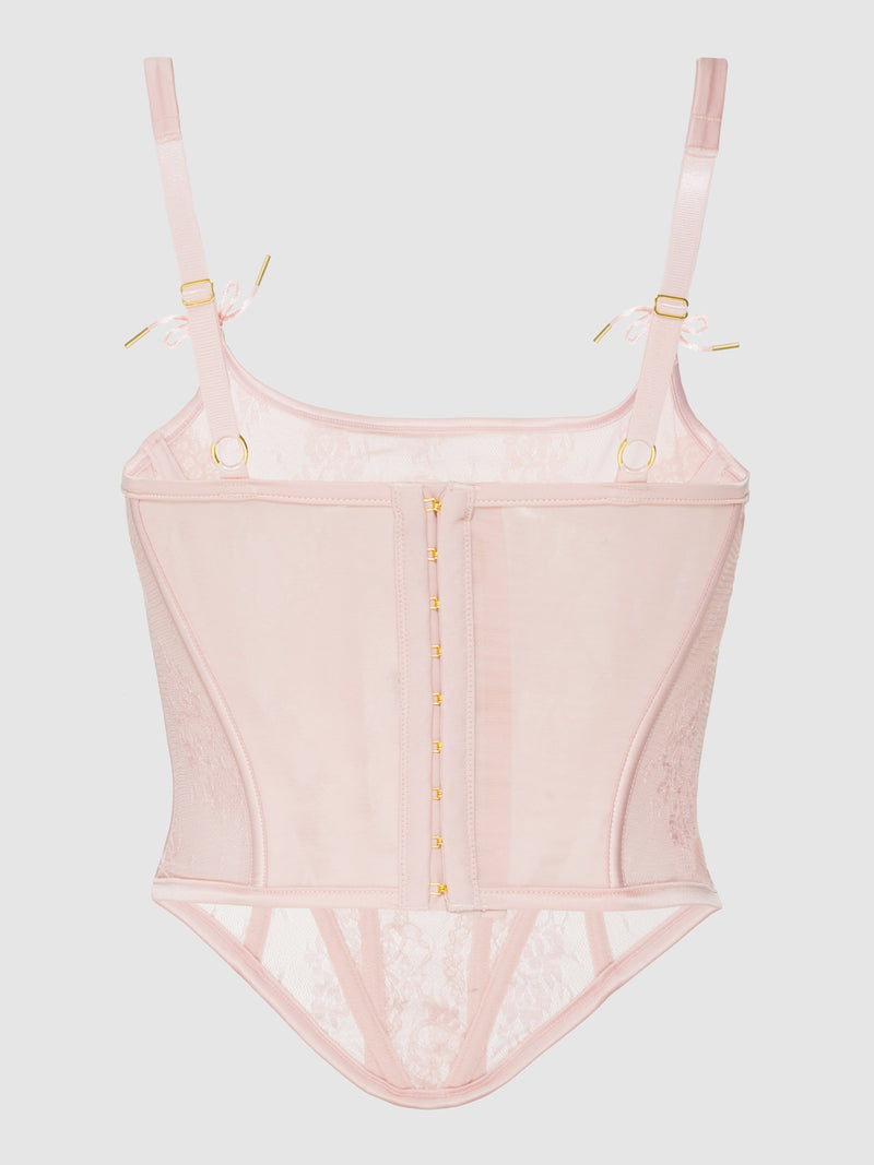 Rosalind Satin & Lace Underwire Open Cup Corset - Fredericks of Hollywood