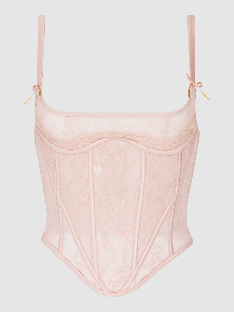 Rosalind Satin & Lace Underwire Open Cup Corset - Fredericks of Hollywood