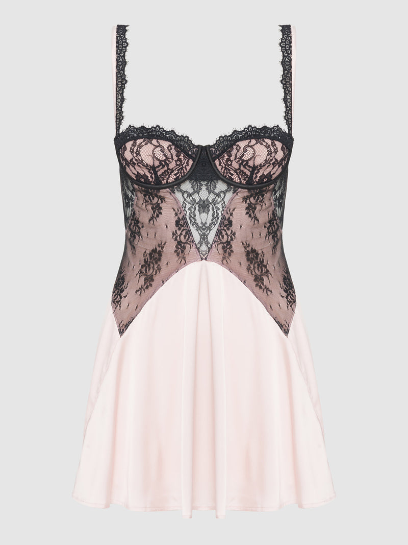 Rosalind Lace Bodice & Satin Skirt Babydoll - Fredericks of Hollywood