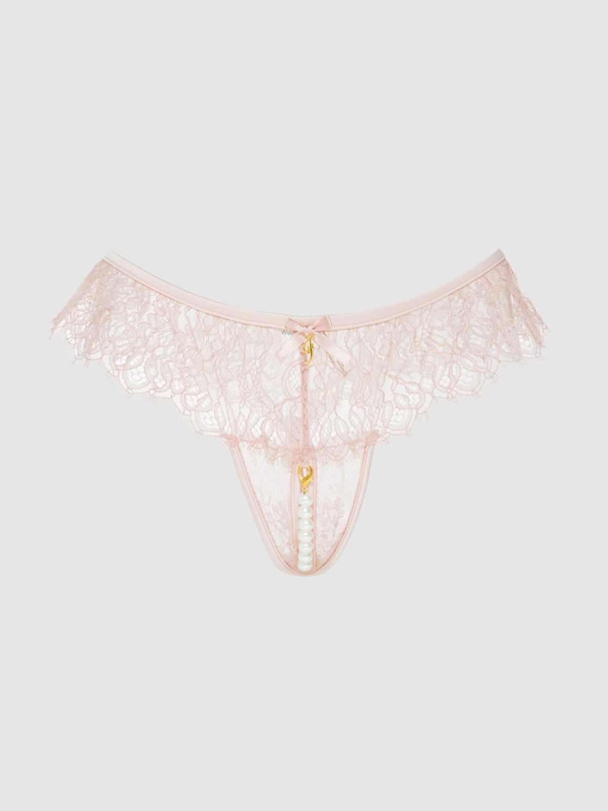 Rosalind Lace &amp; Pearl Crotchless Thong - Fredericks of Hollywood