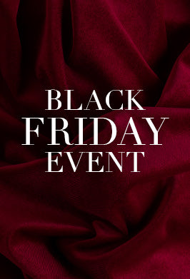 Text BLACK FRIDAY EVENT on a dark red fabric background