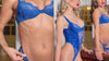 women in blue lingerie posing