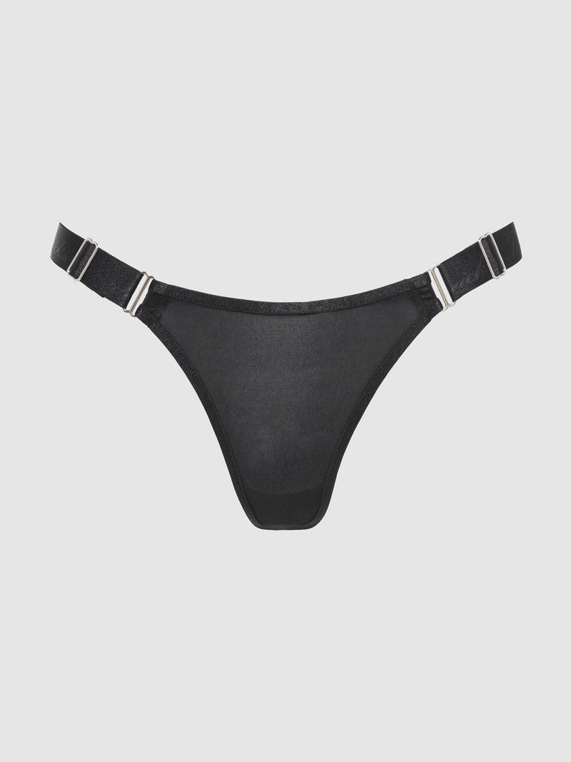 Pia Elastic Side Mesh Thong - Fredericks of Hollywood