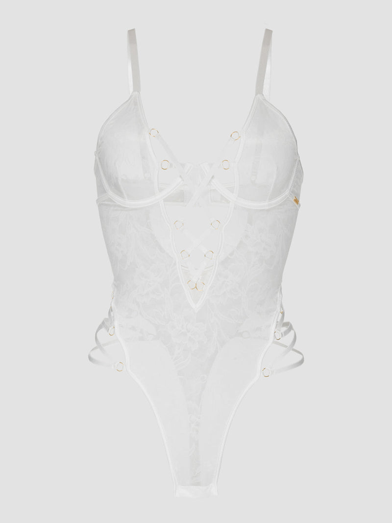 Dahlia Strappy Lace Teddy - Fredericks of Hollywood