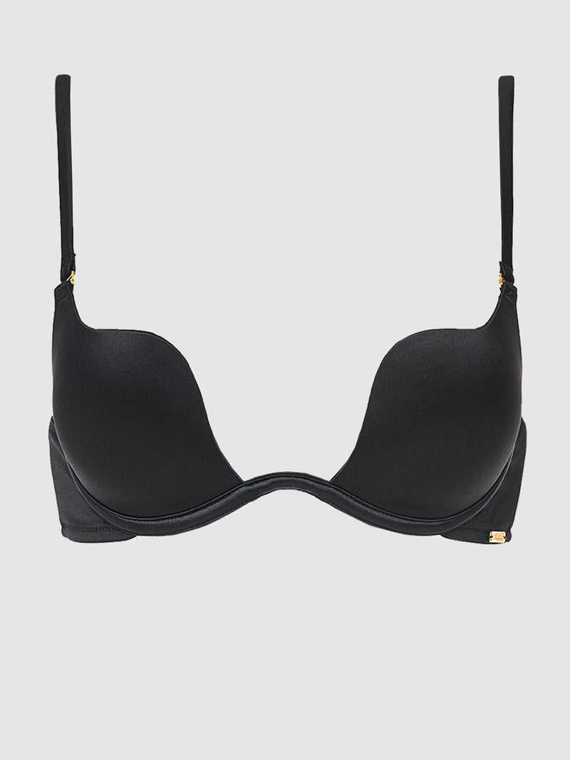 Liquid Bra Rising Star Plunge Push Up Bra in Liquid Satin - Frederick's of Hollywood