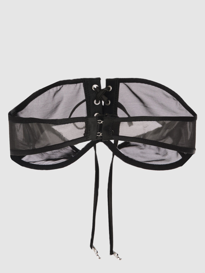 Raven Open Cup Halter Bra - Fredericks of Hollywood