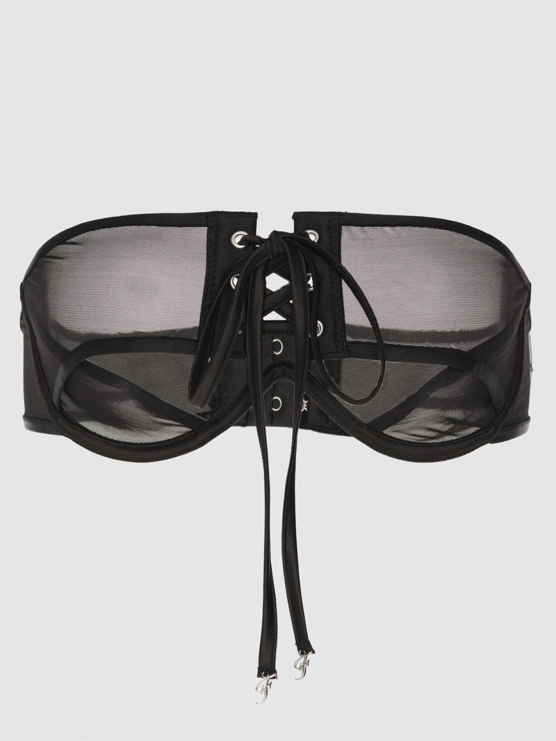 Raven Open Cup Halter Bra - Fredericks of Hollywood