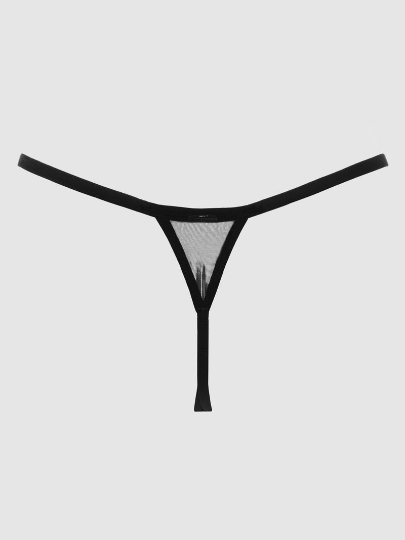 Raven Crotchless Mesh Thong - Fredericks of Hollywood
