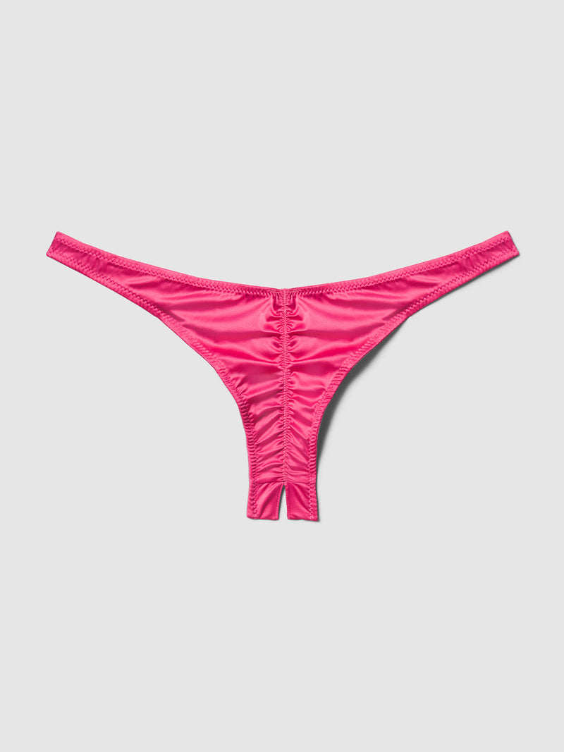 Petra Crotchless Satin Tanga - Fredericks of Hollywood