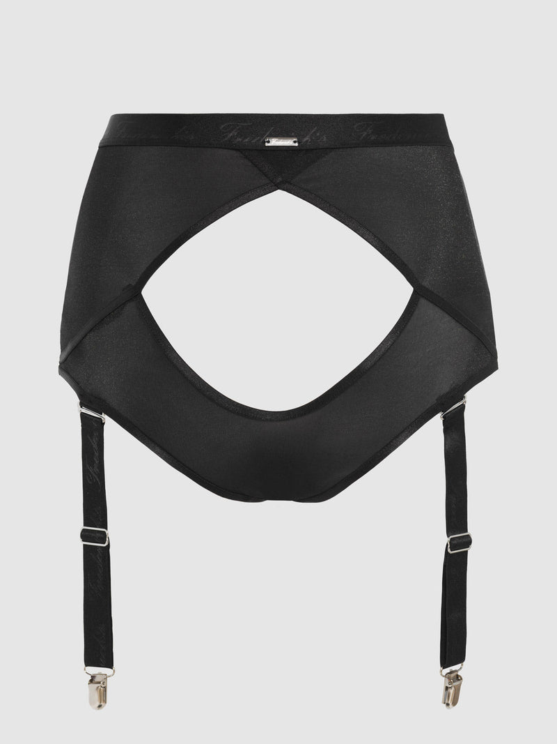 Pia Mesh Cutout & High Waist Garter Panty - Fredericks of Hollywood