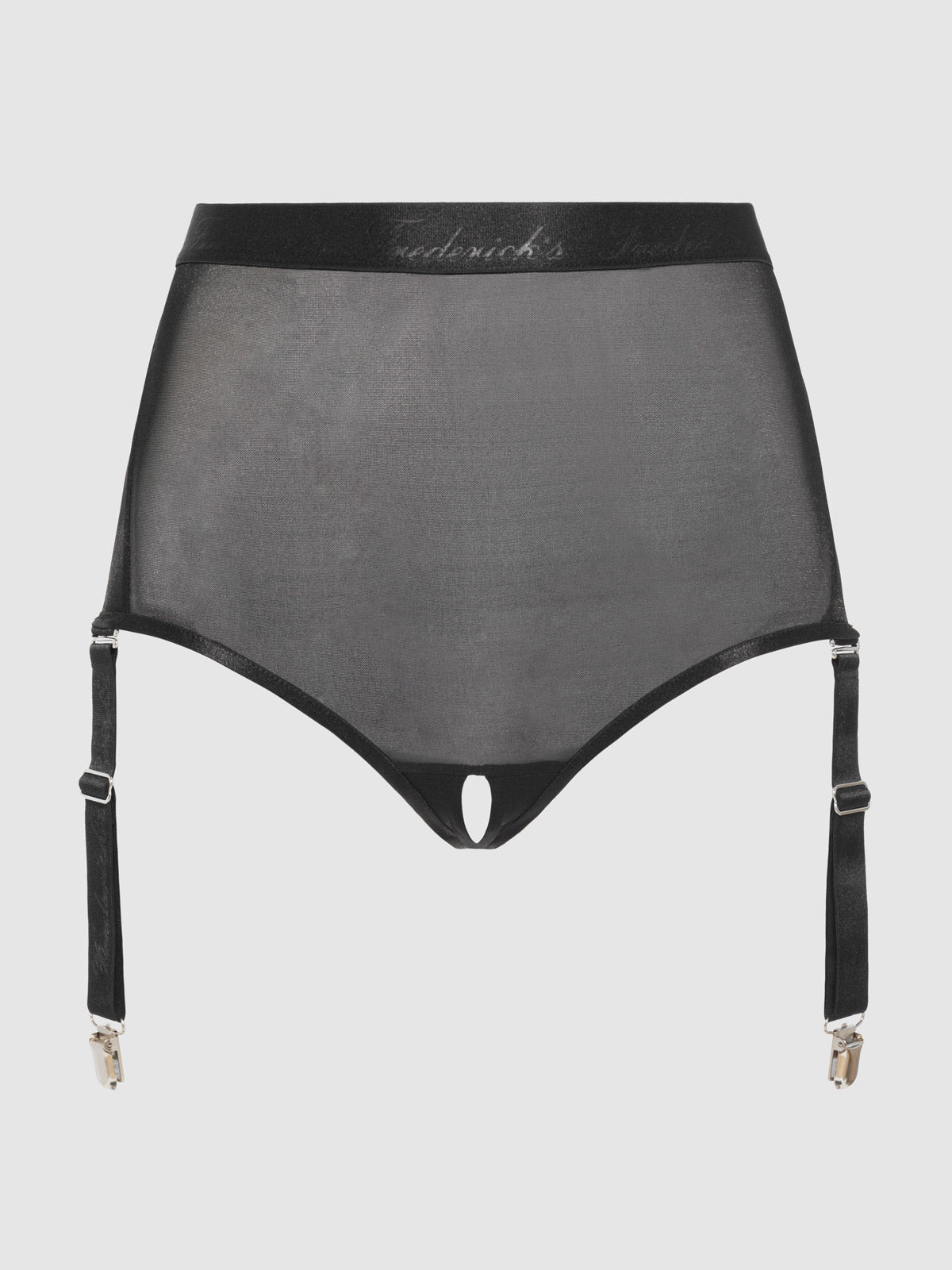 Pia Mesh Cutout &amp; High Waist Garter Panty - Fredericks of Hollywood