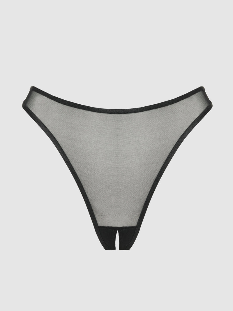 Vivienne Crotchless Mesh Thong - Frederick's Of Hollywood