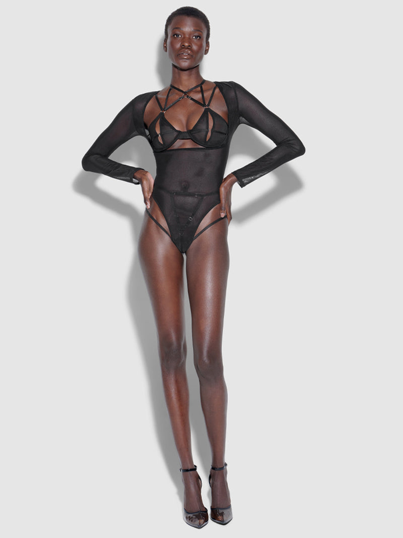 Raven Open Bust Crotchless Teddy - Fredericks of Hollywood