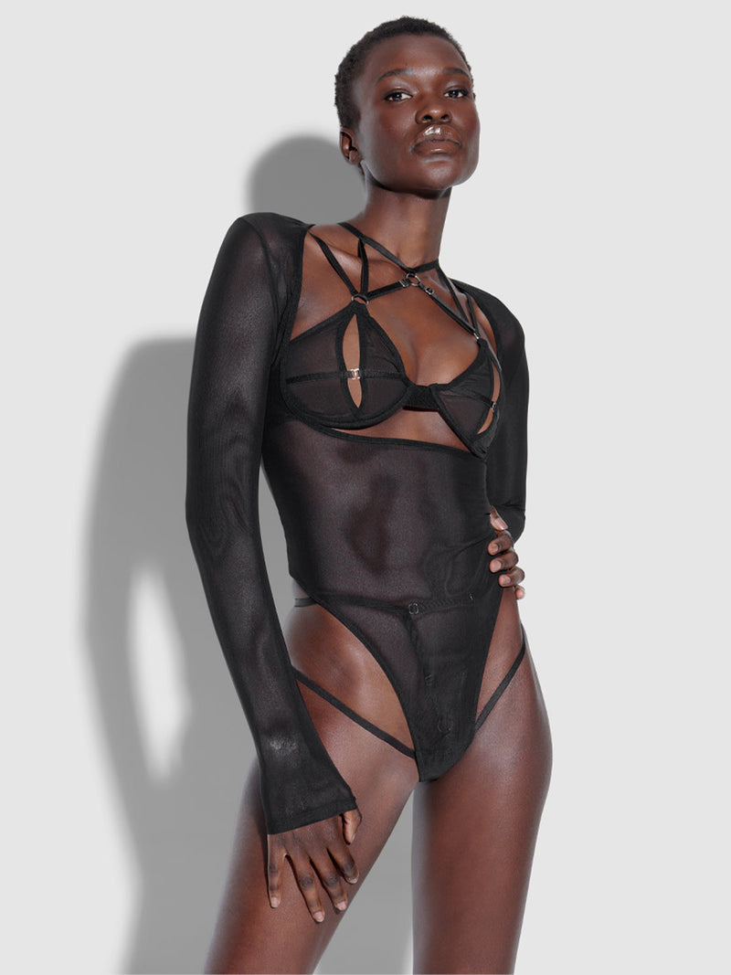 Raven Open Bust Crotchless Teddy - Fredericks of Hollywood