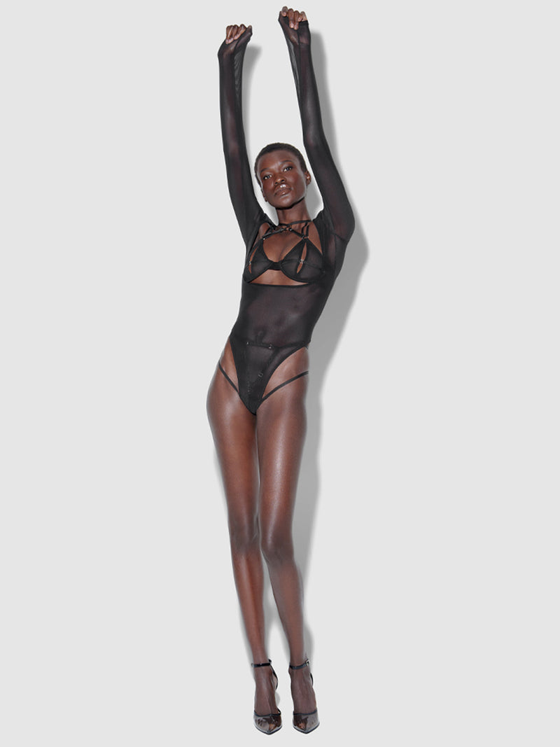 Raven Open Bust Crotchless Teddy - Fredericks of Hollywood