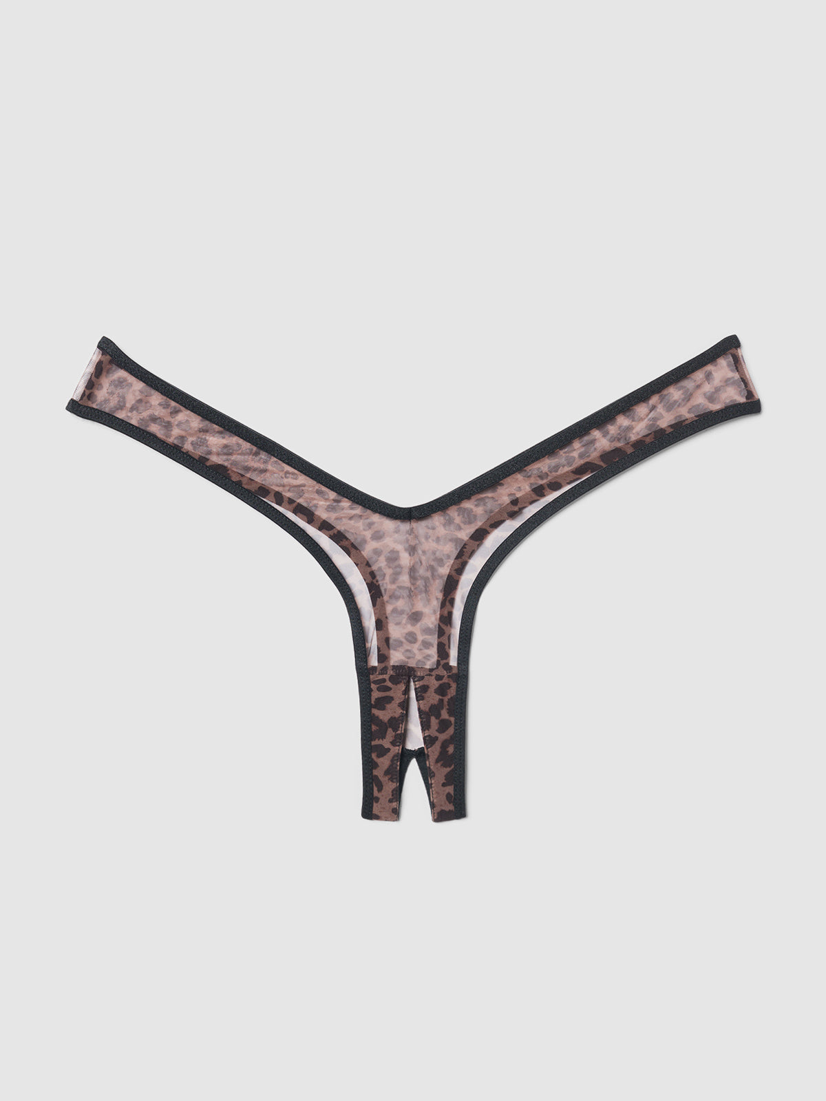 Alanza Ultra Fine Mesh Open Crotch Thong with Garters - Fredericks of Hollywood