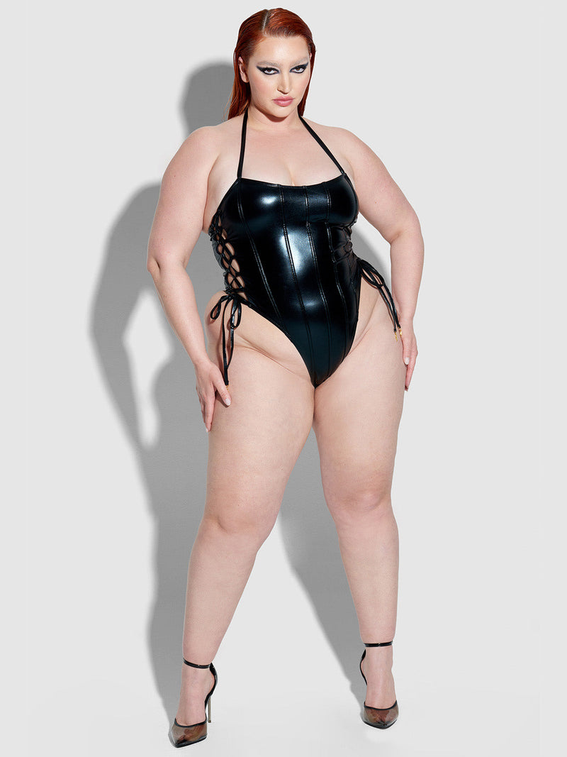 Onyx Corset Swim One Piece - Fredricks of Hollywood