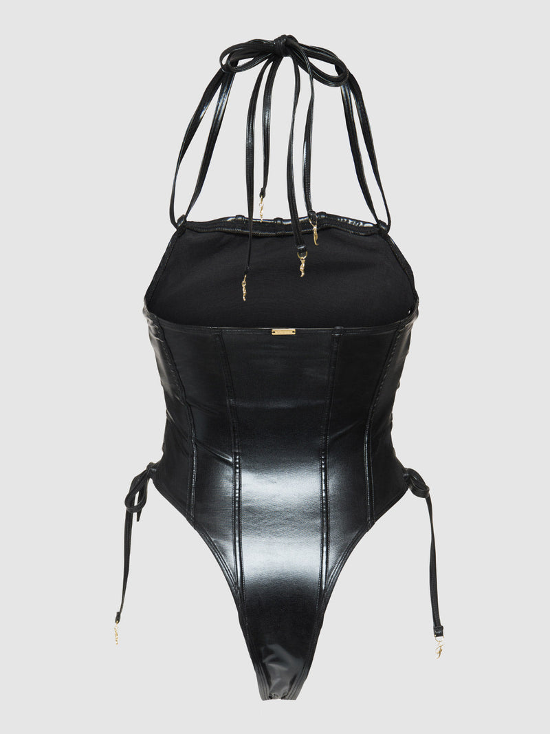 Onyx Corset Swim One Piece - Fredricks of Hollywood