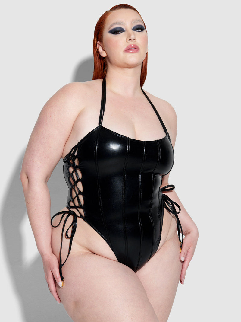 Onyx Corset Swim One Piece - Fredricks of Hollywood