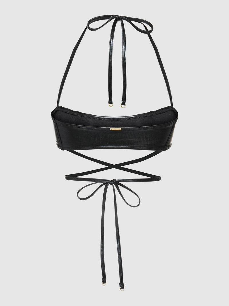 Onyx Corset Bandeau Swim Top - Fredricks of Hollywood