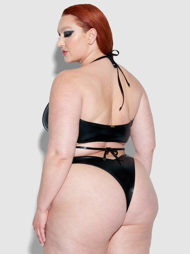 Onyx Corset Bandeau Swim Top - Fredricks of Hollywood