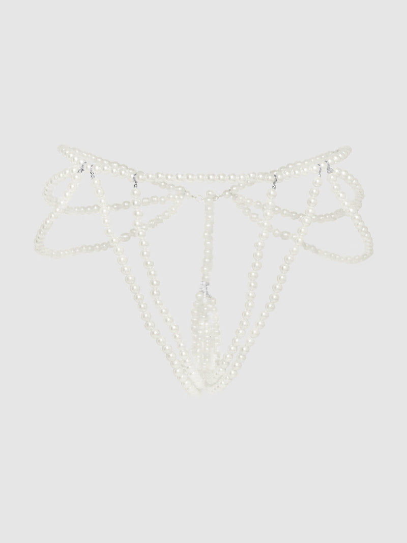 White Pearl Draped Panty - Fredericks of Hollywood