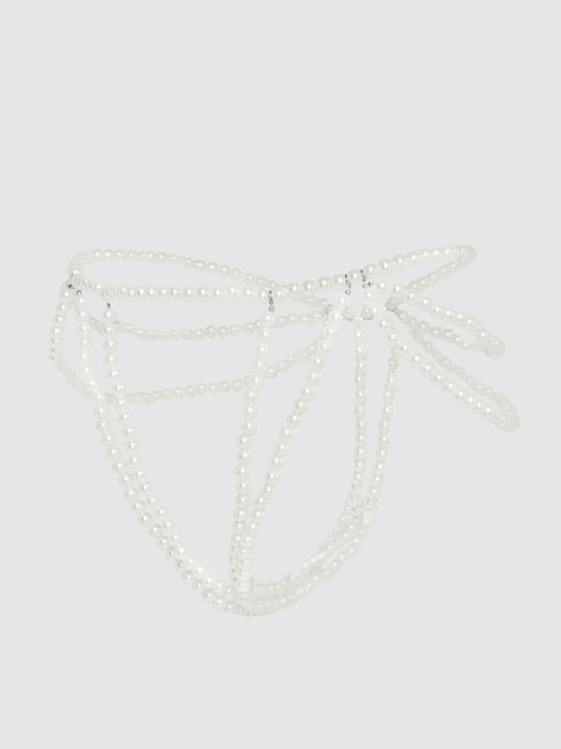 White Pearl Draped Panty - Fredericks of Hollywood