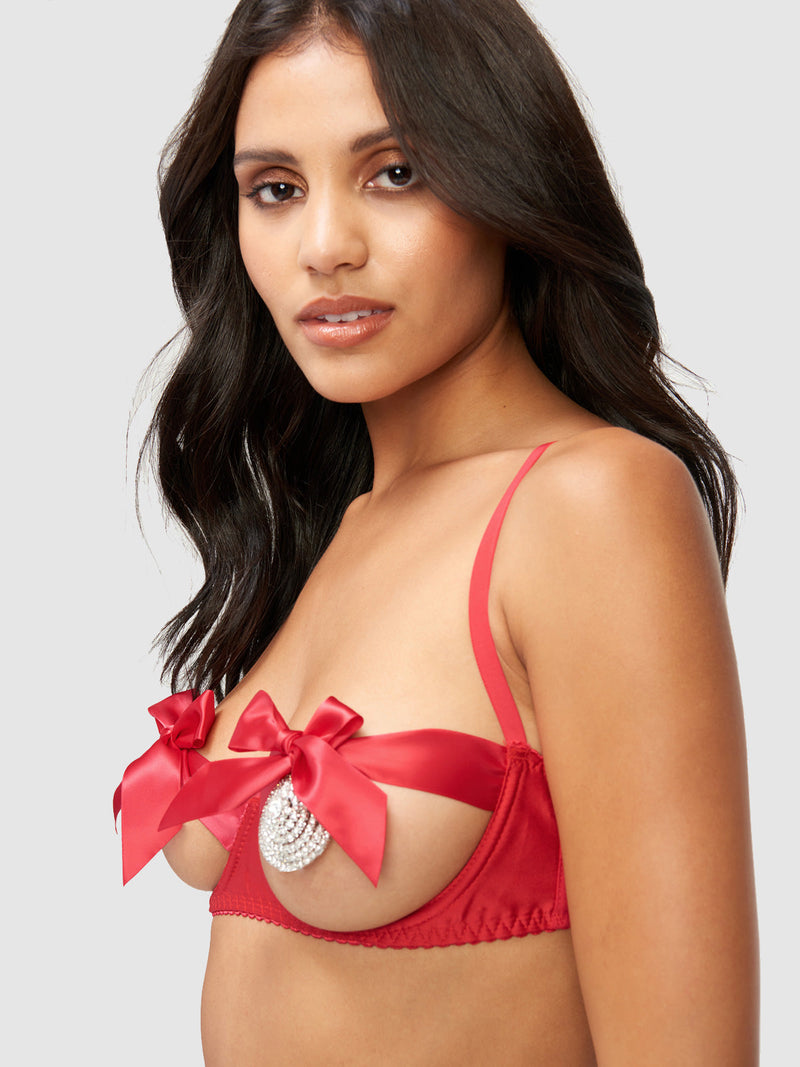 Kaylee Open Cup Ribbon Bra - Fredericks of Hollywood