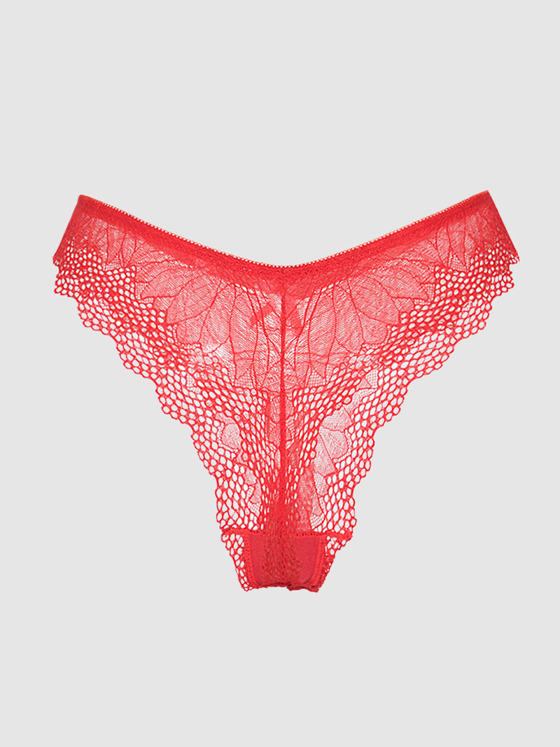 Saffron Floral Lace Thong - Fredericks of Hollywood