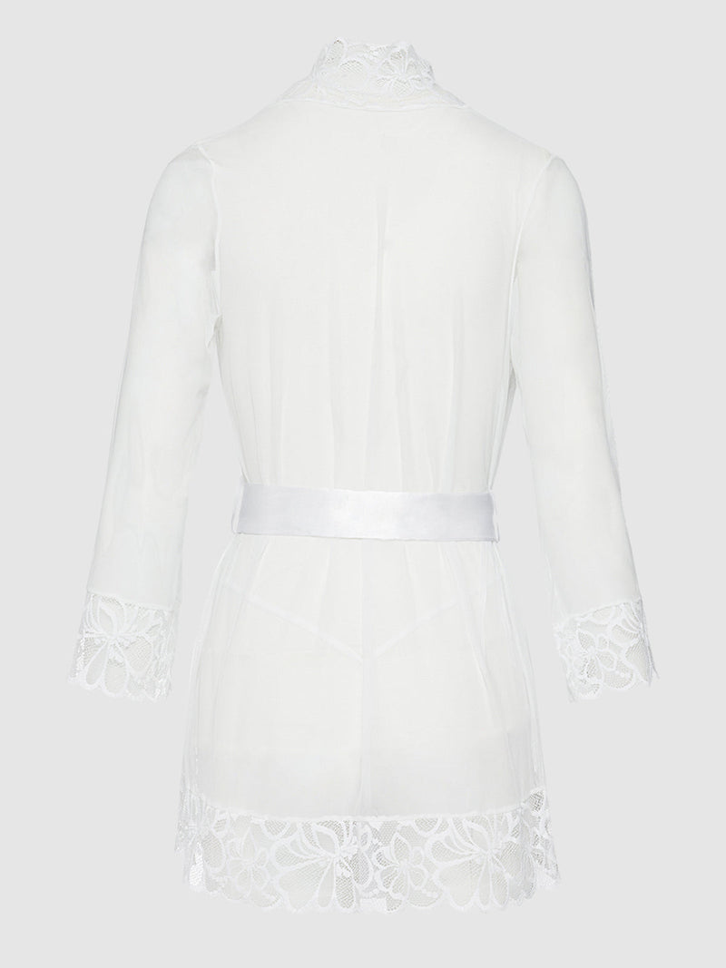 Lara May Lace Robe - White