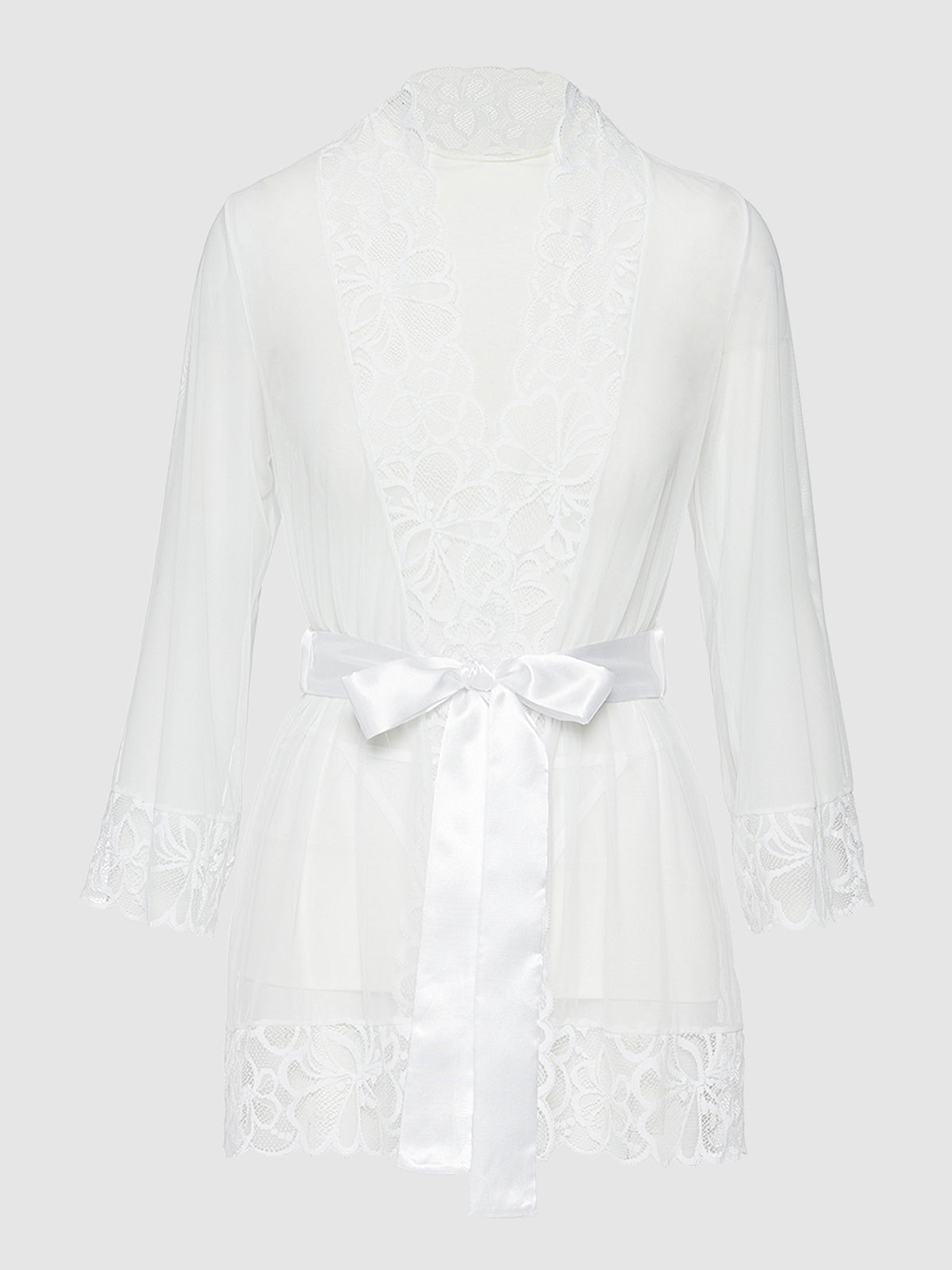 Lara May Lace Robe - White