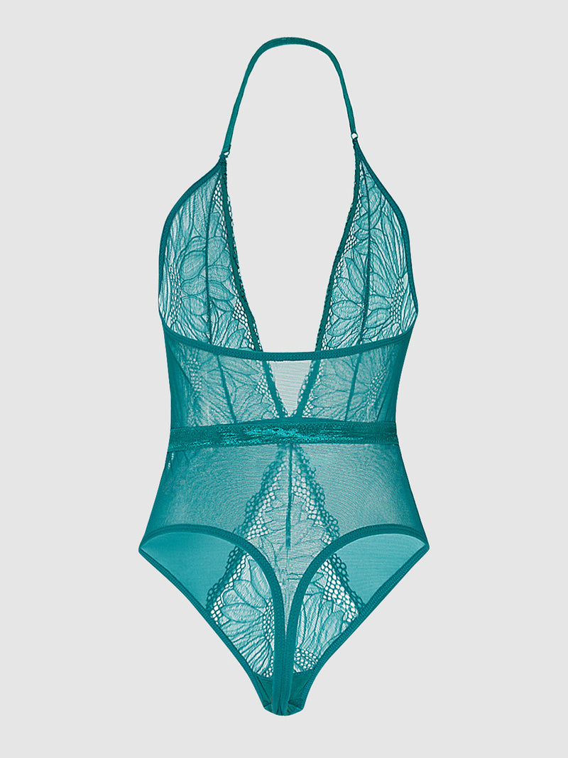 Saffron Floral Lace Teddy - Fredericks of Hollywood