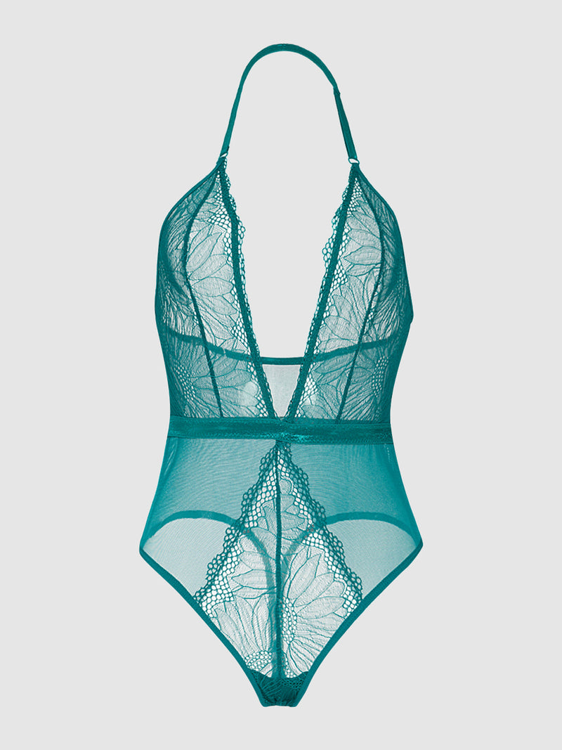 Saffron Floral Lace Teddy - Fredericks of Hollywood